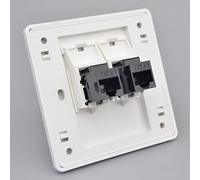 N+B Prise réseau CAT6 Gigabit, câble Ethernet RJ45 LAN Façade Port de mise en réseau Boîte de prise de plaque frontale pour l'installation de câble Ethernet Femelle à Femelle 86x86mm (LAN x 2)