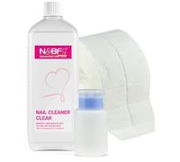 N&BF Nail Cleaner Set 1000ml | Distributeur flacon pompe | 1000 pastilles de cellulose | 70% alcool isopropylique alcool isopropylique 1L | pour les ongles en gel | (Bleu 150)