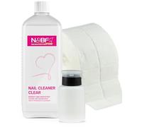 N&BF Nail Cleaner Set 1000ml | Distributeur flacon pompe | 1000 pastilles de cellulose | 70% alcool isopropylique alcool isopropylique 1L | pour les ongles en gel | (Noir 150)