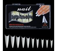 N° C - Conseils d'ongles transparents pour ongles en acrylique - Extra plats - Coniques carrés - Droits français - Pour ongles en acrylique