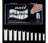 N° C - Conseils d'ongles transparents pour ongles en acrylique - Extra plats - Coniques carrés - Droits français - Pour ongles en acrylique