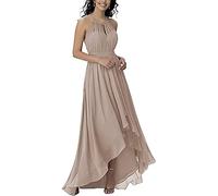 N/ C Robe de demoiselle d'honneur longue dos nu en mousseline de soie avec trou de serrure pour femme Taupe 40, taupe, 40