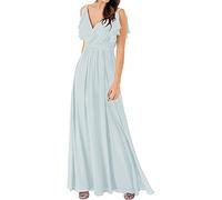 N/ C Robe de demoiselle d'honneur longue pour femme - Robe de soirée formelle en mousseline de soie - Robe de demoiselle d'honneur, bleu glace, 36