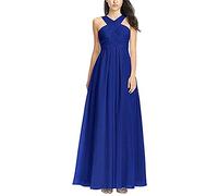 N/ C Robe de demoiselle d'honneur pour femme - Dos nu - Longue - Plissée - Robe de soirée formelle, bleu marine, 52