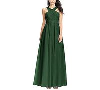 N/ C Robe de demoiselle d'honneur pour femme - Dos nu - Longue - Plissée - Robe de soirée formelle, Vert, 40