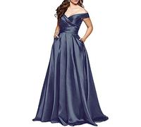 N/ C Robe de soirée longue sans manches avec poches pour femme, bleu marine, 42