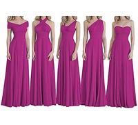 N/ C Robes de demoiselle d'honneur longues Robe de soirée de bal Divers types d'encolure Robes de demoiselle d'honneur en mousseline de soie, fuchsia, 22