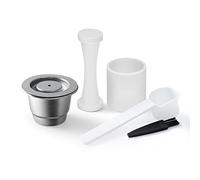 N capsules rechargeables en acier inoxydable, capsules réutilisables pour espresso, pinceau+cuillère (capsule+aide au remplissage de poudre)
