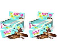 N!CK'S Barre protéinée Sans Sucres Ajoutés, Gaufrettes proteinées, Biscuits Sans Sucres Ajoutés Lowcarb, Sans Gluten | 25% de protéines | 203 calories | hocolat, 40 g X 9 (Lot de 2)
