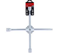 Powertrac Clé en croix renforcée PRECISION STEEL Douilles 17, 19, 21 mm Type Pro Argenté