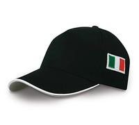 N.d. Casquette avec visière et drapeau italien tricolore brodé, noir