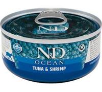 N&D CAT OCEAN Adultes Thon & Crevettes 70g