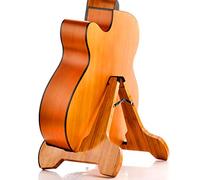 Miwayer N/D Support de guitare en bambou véritable avec cadre en A, pliable, universel, avec protection en cuir souple, antidérapant, portable, pour guitare acoustique, classique, électrique, basse
