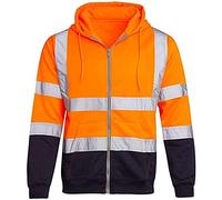N /D Pull de sécurité à capuche réfléchissant haute visibilité, pour homme, veste de bomber d'hiver, sweat à capuche, pull à capuche, pull avec fond noir (couleur : orange, taille : XL)