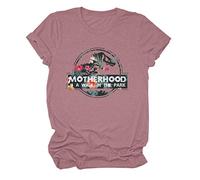 N/G T-shirt à manches courtes et col rond pour femme Motherhood is A Walk in The Park - Rouge - Medium
