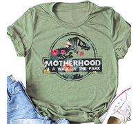 N/G T-shirt à manches courtes et col rond pour femme Motherhood is A Walk in The Park - Vert - Small