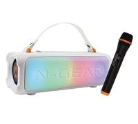 N-Gear Blazooka 703 Blanc - Portable, Enceinte Bluetooth puissante - Microphone sans Fil et lumière Disco Inclus - Boîte à Musique de 100 Watts et 5 Heures de Temps de Jeu.