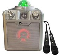 N-GEAR Disco Star 710 Silver - Enceinte Karaoké Bluetooth sans fil - Projecteur en étoile - 2 Microphones