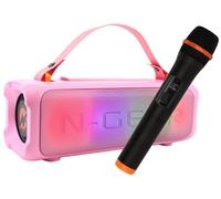 N-Gear LGP BLAZOOKA 703 Pink Enceinte Bluetooth Portable de fête, 100 W de Puissance, Batterie et Micro intégrés, Design sans Fil coloré, Son Puissant pour soirées et événements extérieurs