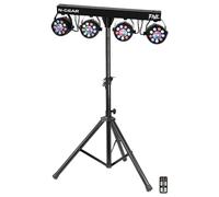 N-GEAR PartyBar Five Barre d'Éclairage LED PAR avec 4 Projecteurs RGB Trépied Réglable et Télécommande Contrôle DMX Professionnel et Mode Son pour Fêtes Scènes et Événements en Intérieur Noir