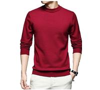 N/H Demi col élevé Hommes Pull 5 Tailles 5 Couleurs Couleur Unie Manches Longues Lâche Pull Hommes Casual Pull Hommes Vêtements Hommes - Rouge - Small