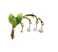 N-K PULABO - Broche pour femme en émail Muguet - Pour écharpe, châle - Bijou de fête à la mode