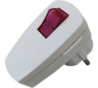 N & L 10236 Fiche coudée à contact de protection plastique avec interrupteur 230 V blanc