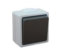 N&L Interrupteur marche/arrêt pour pièces humides - IP54 - Protection contre les projections d'eau - 230 V/10 A - Idéal pour cave, garage et jardin - Fabriqué en Allemagne - Gris