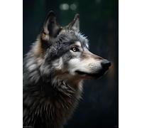 N.LANSHAN 11CT Animal Diy Kit Point De Croix Portrait De Loup Kits De Point De Croix Estampés,Ensemble De Broderie,Travaux D'Aiguille À La Main Pour Débutants Adultes 80x100cm