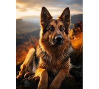 N.LANSHAN 11CT Chien Animal Diy Canevas Kit Complet Adulte Portrait De Berger Allemand Kit De Broderie Au Point De Croix Compté，Ensemble De Broderie Sur Tissu Pour La Décoration De La Maison 60x80cm