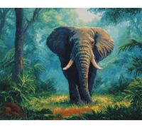 N.LANSHAN 11CT Diy Broderie Point De Croix Éléphant De Dessin Animé Kits De Point De Croix Estampés, Ensemble De Broderie, Travaux D'Aiguille À La Main Pour Débutants Adultes 50x70cm