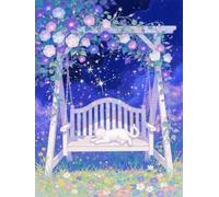 N.LANSHAN 11CT Diy Canevas Point De Croix Fleurs Et Balançoires Kits De Point De Croix De Broderie, Ensemble De Démarrage De Motifs Estampés, Accessoires D'Art De Couture, Décoration Murale 60x80cm