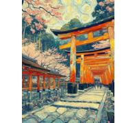 N.LANSHAN 11Ct Diy Canevas Point De Croix Paysage Animé Kits De Broderie Bâtiment Rétro Canevas Broderie Point De Croix Kit Complet Adulte Debutant Kit Broderie Point De Croix Compté Imprimé 60x80cm