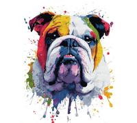 N.LANSHAN 11CT Diy Kit De Broderie Bouledogues Colorés Kits De Point De Croix Estampés Avec Aiguilles, Enfile-Ciseaux, Ensemble D'Aiguilles À Poinçonner Pour La Décoration Murale De La Maison 40x50cm