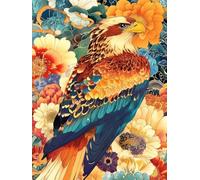 N.LANSHAN 11CT Diy Point De Croix Aigles，Animaux Et Fleurs Kit De Broderie Estampé À Faire Soi-Même Pour Adultes, Projets De Point De Croix Pour Débutants, Travaux D'Aiguille Faits À La Main 40x50cm