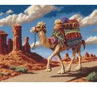 N.LANSHAN 11CT Diy Point De Croix Chameaux Du Désert Kits De Point De Croix, Ensemble De Broderie Imprimé Compté Avec Aiguilles, Enfile-Ciseaux Pour Adultes Débutants 60x80cm