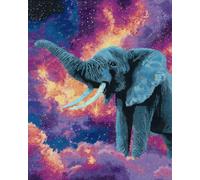 N.LANSHAN 11CT Diy Point De Croix Éléphant De Dessin Animé Kits De Point De Croix Pour Adultes, Ensemble De Broderie Pré-Imprimé, Kit De Bricolage Pour La Décoration Intérieure 40x50cm