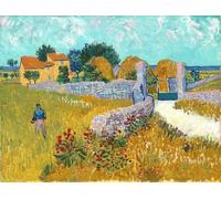 N.LANSHAN 11Ct Diy Point De Croix Kit Complet Ferme Kits De Broderie Peinture À L'Huile De Van Gogh Kit De Démarrage De Broderie Pré - Imprimée Canevas Kit Complet Adulte Pour Les Debutants 60x80cm