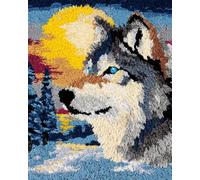 N.LANSHAN Animal Diy Kit Crochet Debutant Complet Loup Fantastique Kits De Tapis Au Crochet Pour Débutants，Kit De Crochetage，Décoration D'Intérieur 60x90cm