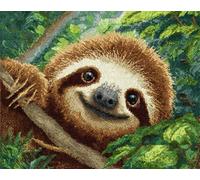 N.LANSHAN Animal Diy Kit Crochet Debutant Complet Paresseux De Dessin Animé Kits De Fabrication De Tapis Au Crochet Pour Débutants，Crochetage，Broderie，Paillasson，Cadeau 100x140cm