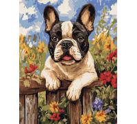 N.LANSHAN Animal Diy Kit Crochet Debutant Complet Tapis Bouledogue De Dessin Animé Kit De Tapis Au Crochet Pour Débutants,Set De Broderie,Kits De Loisirs Créatifs 3D,Décoration 55x75cm