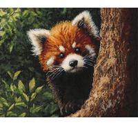 N.LANSHAN Animal Diy Kit Crochet Debutant Complet Tapis Panda Roux Des Forêts Kits De Fabrication De Tapis Au Crochet Pour Débutants，Crochetage，Broderie，Paillasson，Cadeau 55x75cm