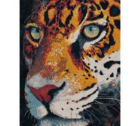 N.LANSHAN Animal Diy Kit Tricot Debutant Tapis Portrait De Léopard Kits De Tapis Au Crochet Pour Débutants，Kit De Crochetage，Décoration D'Intérieur 90x120cm