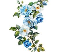 N.LANSHAN Canevas Broderie Point De Croix Kit Complet Adulte Debutant Fleur Rose Bleue Et Blanche 30X40Cm Kit Broderie Point De Croix Compté Imprimé Enfant Débutant Adulte Anglaise, Easy Set