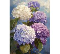 N.LANSHAN Canevas Broderie Point De Croix Kit Complet Adulte Debutant Fleurs D'Hortensia Dans Un Vase 30X40Cm Kit Broderie Point De Croix Compté Imprimé Enfant Débutant Adulte Anglaise, Easy
