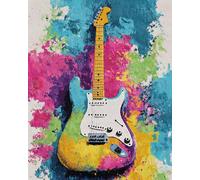 N.LANSHAN Diy Kit Crochet Debutant Complet Tapis Instrument De Musique Doodle Guitare Kit De Fabrication De Tapis À Loquet Pour Adultes Et Enfants，Kits De Point De Croix，Tapisserie. 80x115cm