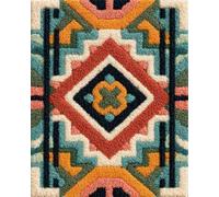 N.LANSHAN Diy Tapis Kit Tricot Debutant Motif Ethnique Rétro Kit De Fabrication De Tapis Au Crochet，Kits De Bricolage，Tapisserie，Coussin，Motifs Pré-Imprimés 55x75cm