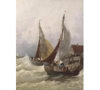 N.LANSHAN Kit Point De Croix De Bricolage Main Needlework Cross Set Kit Bateau À Voile De Mer, Célèbre Peinture À L'Huile Point De Broderie Précis Imprimés Motif Du Point Décorationde La Cha 30x40cm