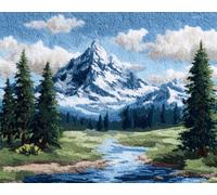 N.LANSHAN Paysage DIY Création De Tapis Et Canvas Forêt De La Montagne Neigeuse Kits De Fabrication De Tapis Au Crochet Pour Débutants,Crochetage,Broderie,Paillasson,Cadeau 60x90cm