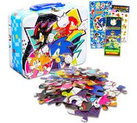 n Lunch Box Puzzle Puzzle - Sonic Lunchbox avec sonic puzzle 48 Piece for Kids Plus autocollants plus | Ensemble de fournitures scolaires sonores